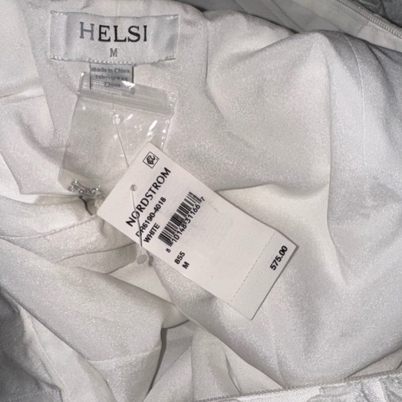 NWT Helsi Florence 3-DIMENSIONAL LEAF MOTIF SEQUIN MIDI Strapless White DRESS M - Picture 8 of 8